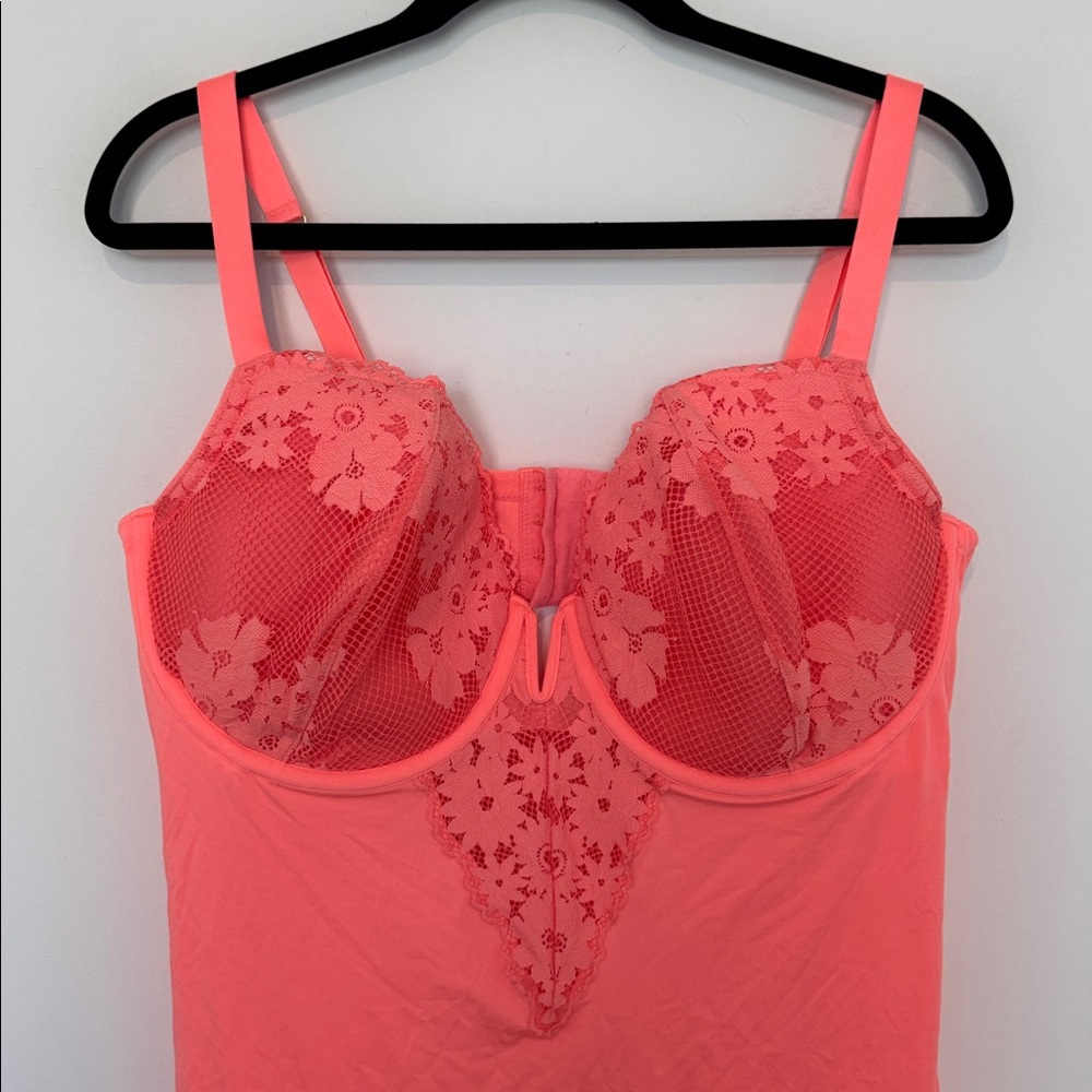 Cacique Vibrant Orange/Pink Lace Nightgown Slip - Size 42DDD - Picture 4 of 8